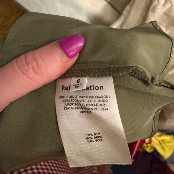 Reformation Olive Green Satin Midi Slip Dress - Picture 9 of 10